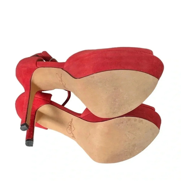 SAM EDELMAN | Marina Round Peep Toe Ankle Strap Red Platform Stilettos Size 9M - Picture 10 of 10